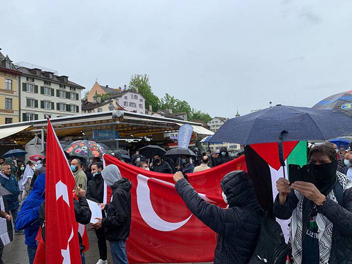 İsrail'in Filistin'e yaptığı saldırılar Zürih’te protesto edildi 5