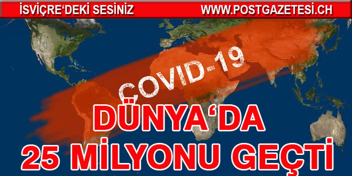 Dünya genelinde Kovid-19 tespit edilen kişi sayısı 25 milyon 182 bini geçti