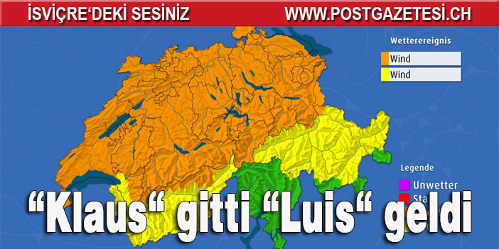 İsviçre’ye  Klaus fırtınasının ardından Luis geliyor