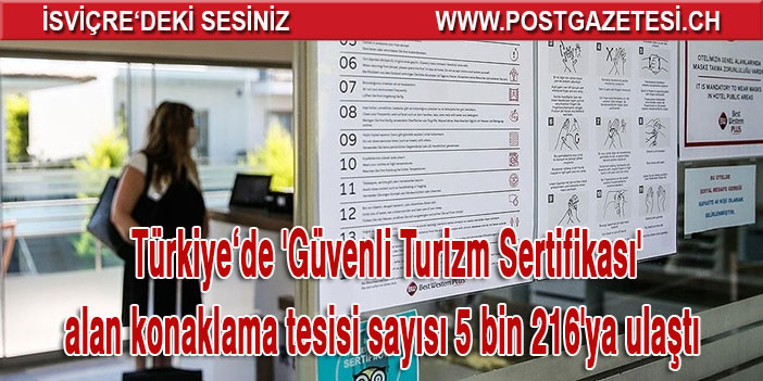 Türkiye'de 'Güvenli Turizm Sertifikası' alan konaklama tesisi sayısı 5 bin 216'ya ulaştı