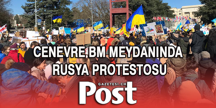 Cenevre BM meydanında Rusya protestosu