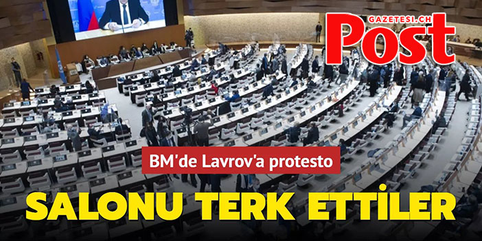 BM'de Lavrov'a protesto... Salonu terk ettiler