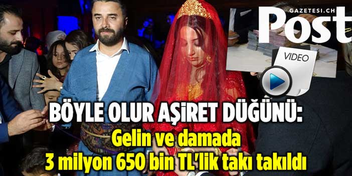 Gelin ve damada 3 milyon 650 bin TL'lik takı takıldı