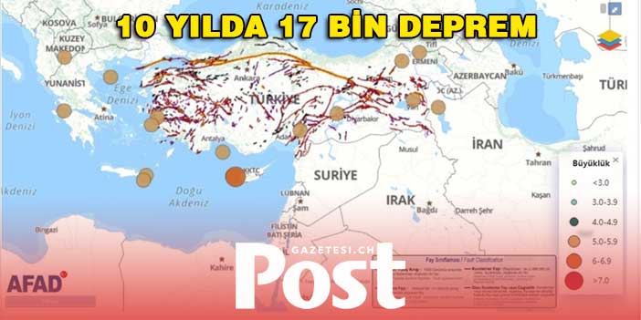 Türkiye'de 10 ayda 17 bin deprem meydana geldi