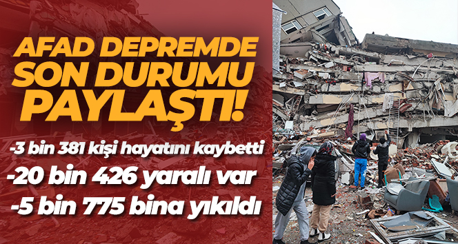 AFAD: Can kaybı sayısı 3 bin 381'e yükseldi