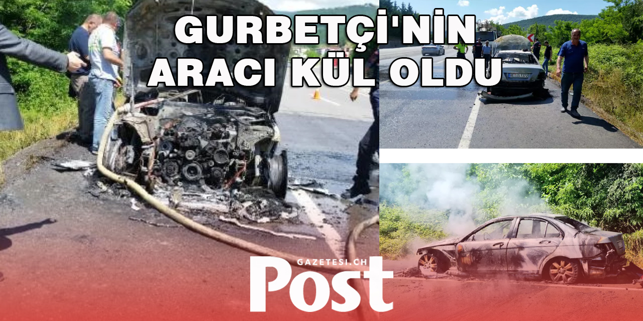 Gurbetçi'nin aracı yolda giderken bir anda alev aldı