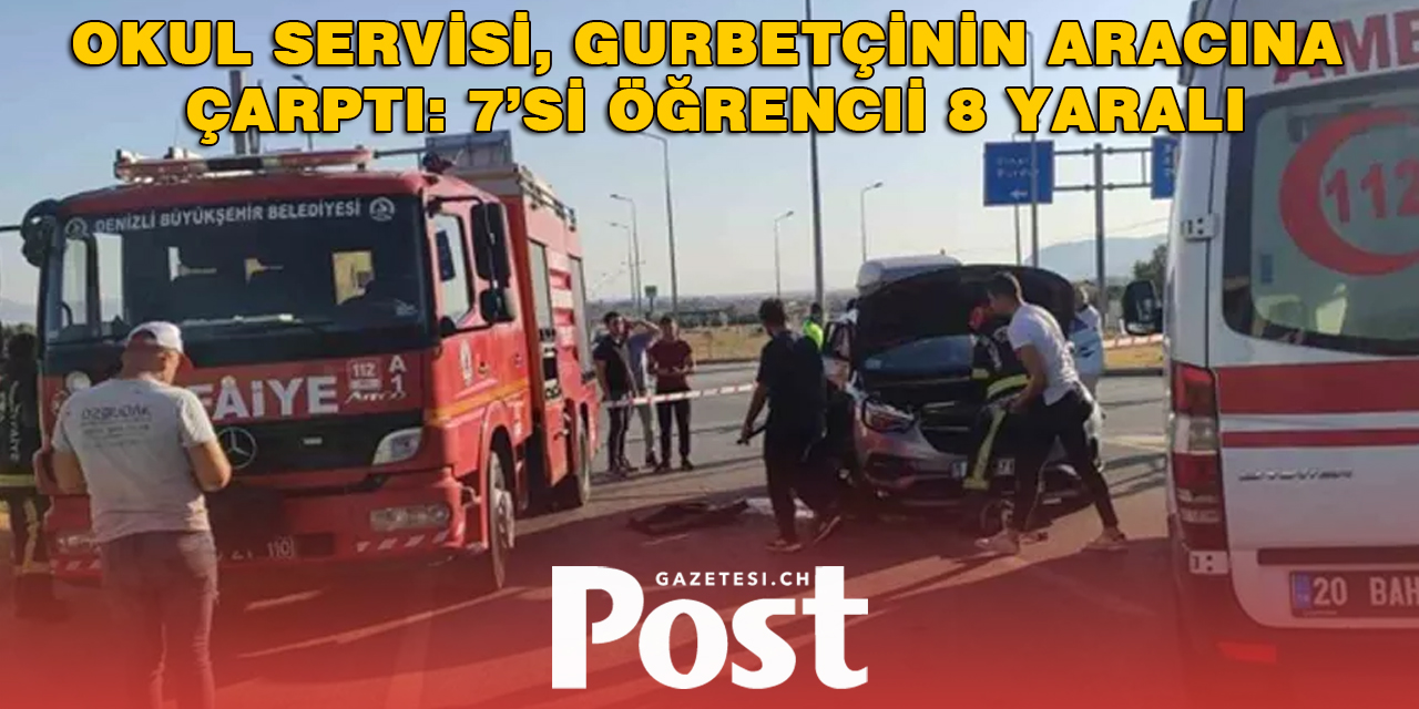 Okul servisi, gurbetçinin aracına çarptı: 7’si öğrenci 8 yaralı