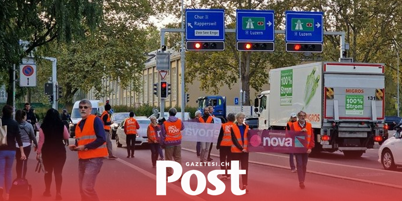 Zürih’te iklim Aktivist’leri sabah trafiği engellediler