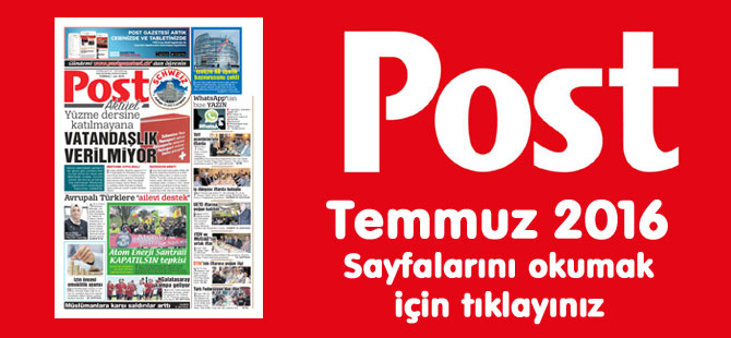 POST Gazetesi Temmuz 2016 Sayfaları