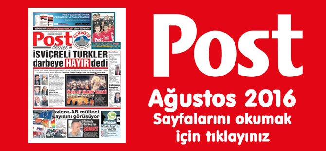 POST Gazetesi Ağustos 2016 Sayfaları