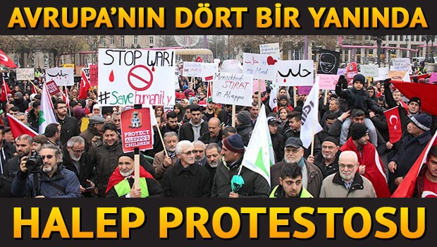 Halep’teki saldırılara Avrupa’da protesto