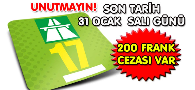 UNUTMAYIN! SON TARİH 31 OCAK  SALI GÜNÜ