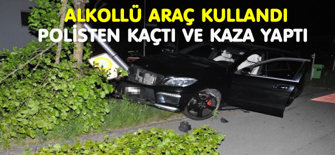 ALKOLLÜ ARAÇ KULLANDI POLİSTEN KAÇTI VE KAZA YAPTI