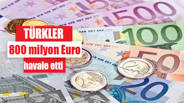 Türkler 800 milyon euro havale etti