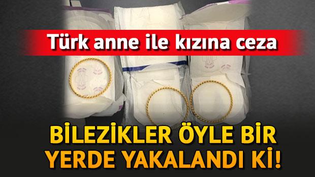 Bilezikleri kadın pedine saklamışlar