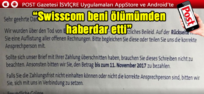 “Swisscom beni ölümümden haberdar etti”