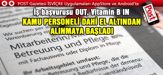 İsviçre’de İş arıyorsan Vitamin B’ye ihtiyacın var