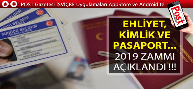 İşte 2019'da Ehliyet, kimlik ve pasaport ücretleri