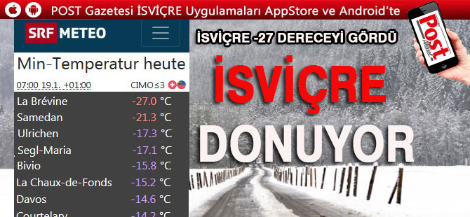 İSVİÇRE’DE DONDURUCU SOĞUKLAR DEVAM EDİYOR