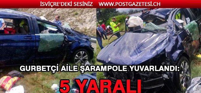 Gurbetçi aile şarampole yuvarlandı: 5 yaralı